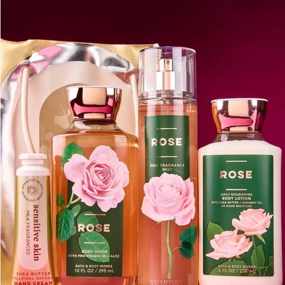 Bath & Body Works Rose Bath & Body Set - Pink & Green - Picture 2 of 4